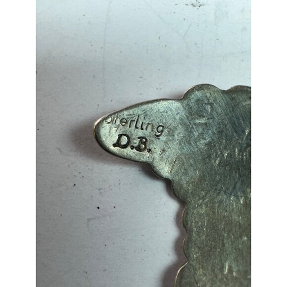 Estate Sterling Silver 925 Leaf Drop Earrings Pink Shell Oval, Signed DB, 9.0g - Picture 5 of 8